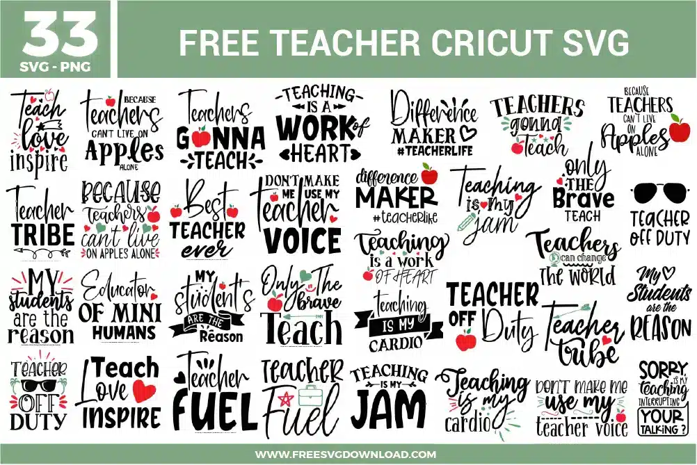 Teacher Cricut Free SVG Files | Free SVG Download