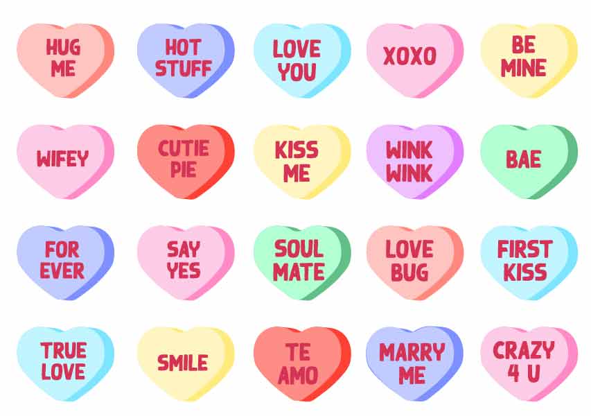 Free Conversation Hearts Clipart + SVG Cut Files - Hey, Let's Make Stuff