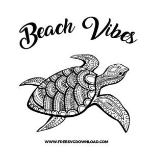 Download Mandala turtle beach vibes SVG & PNG free summer cut files