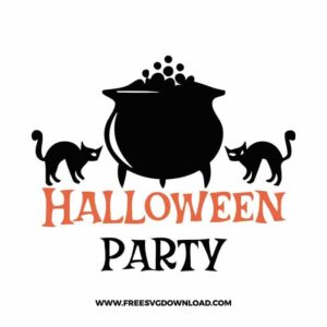 Black Cat Halloween Party Free SVG File