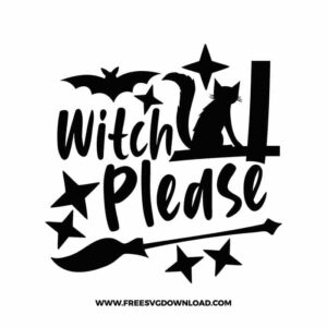 Witch Please Cat Free SVG File
