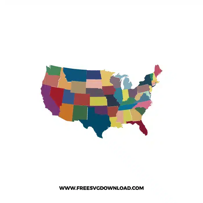 4th of July States Map SVG & PNG free America cut files