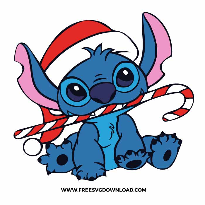 Stitch Candy Cane SVG & PNG Free Christmas Cut Files | Free SVG Download