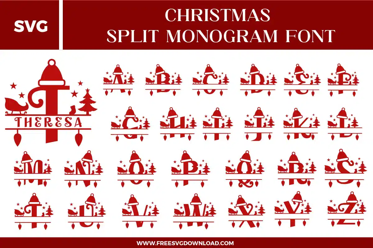 Christmas Split Monogram Font Free Svg File Free Svg Download